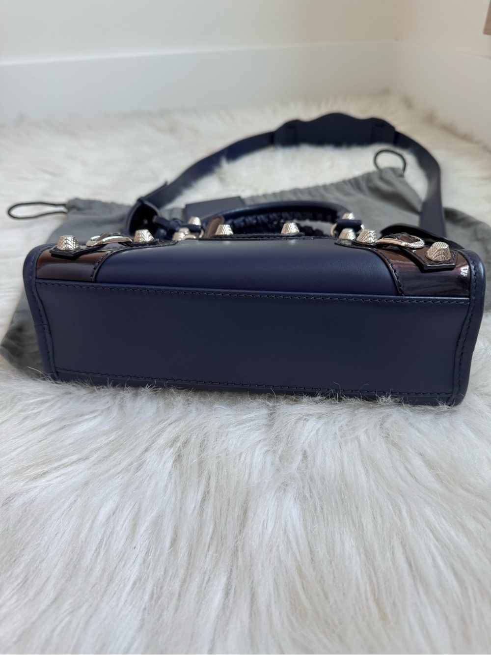 Vintage Balenciaga Navy Blue Mini City bag - Leather Top Handle Crossbody - Picture 7 of 16
